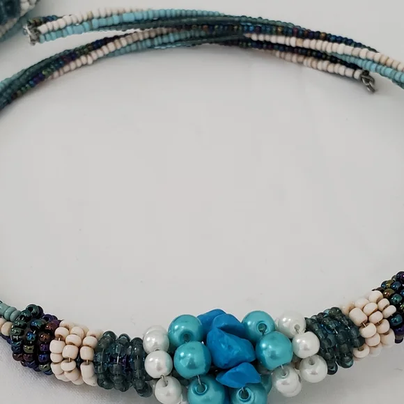 Blue Sea beads and pearl necklace set - Picture 5 of 5